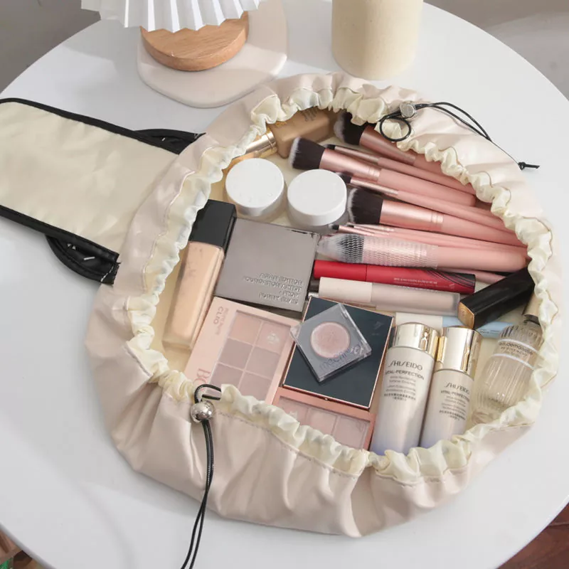 Bolsa de maquillaje cosmética de cuero impermeable